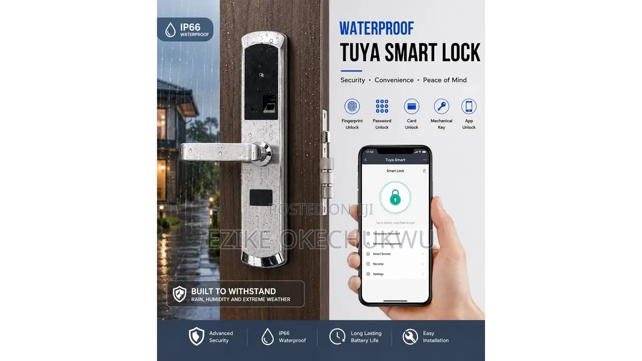 Smart Fingerprint Door Lock Waterproof Tuya Wifi Smart Door Lock