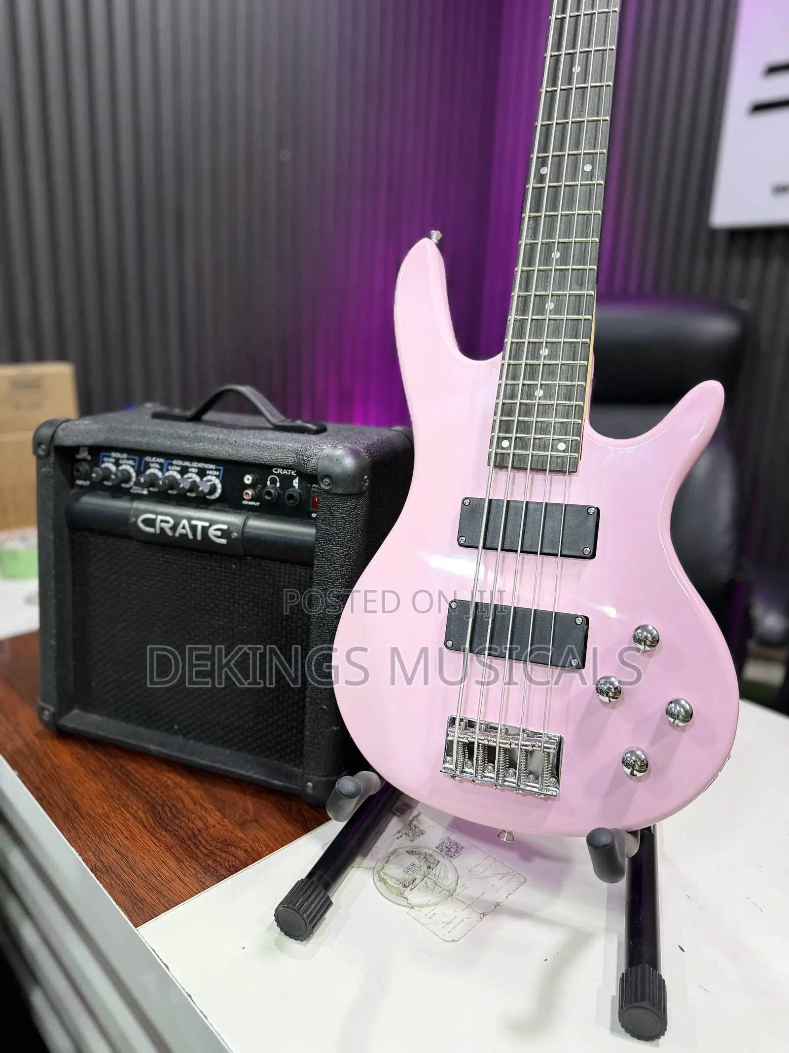 Pink Bass Guitar 5 Strings Without Guitar Combo