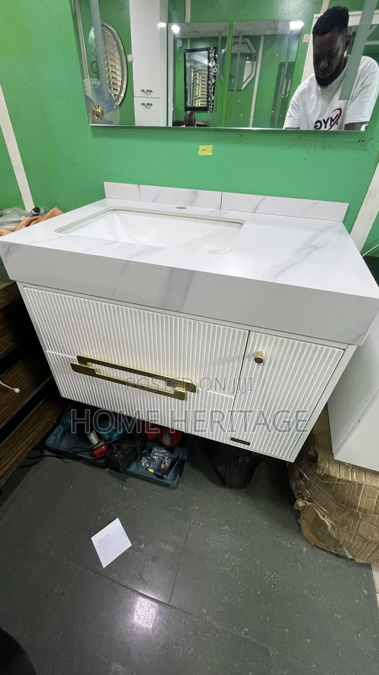 Luxury White Bathroom Cabinet Basin With Marble Top Led Mirror 