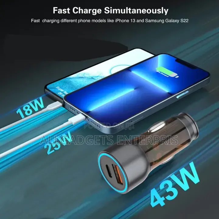 Car Charger With 43w Super Fast Charging
