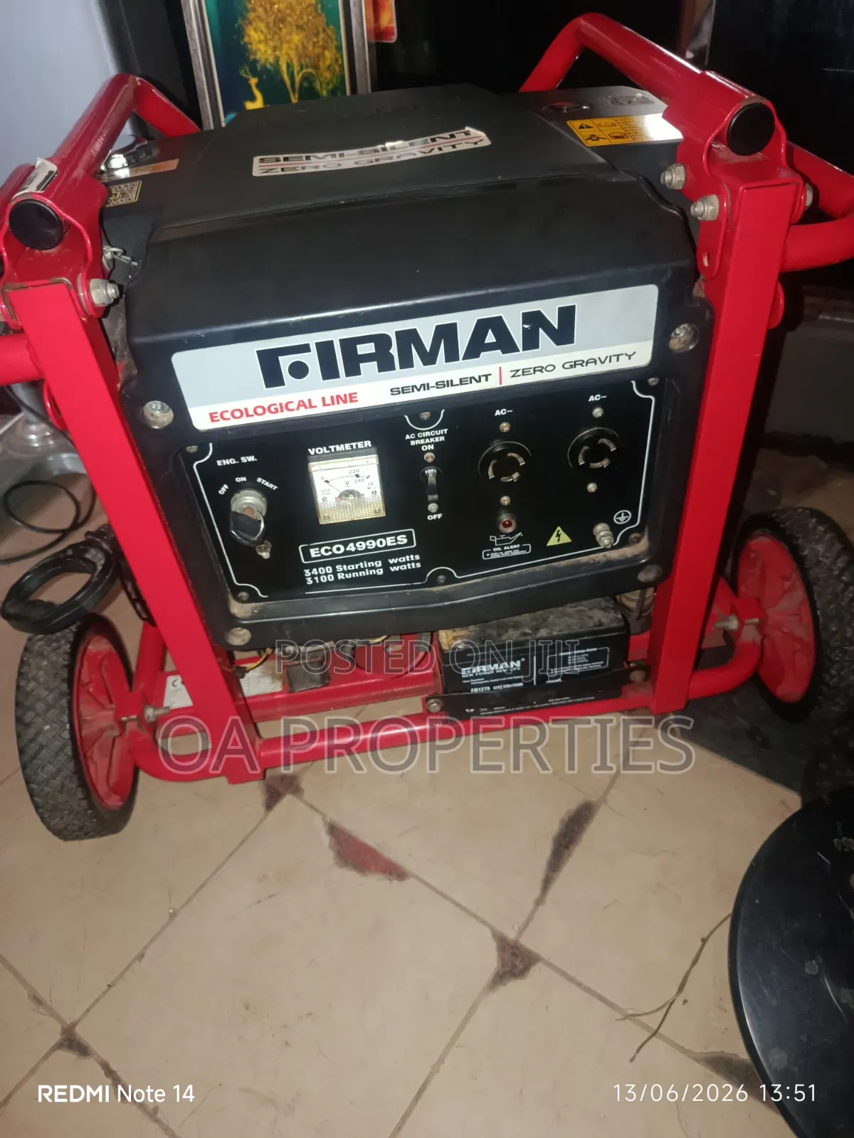 Eco4990es Firman 3.4kv Copper Key-Starter Generator 4sale in Ibadan.