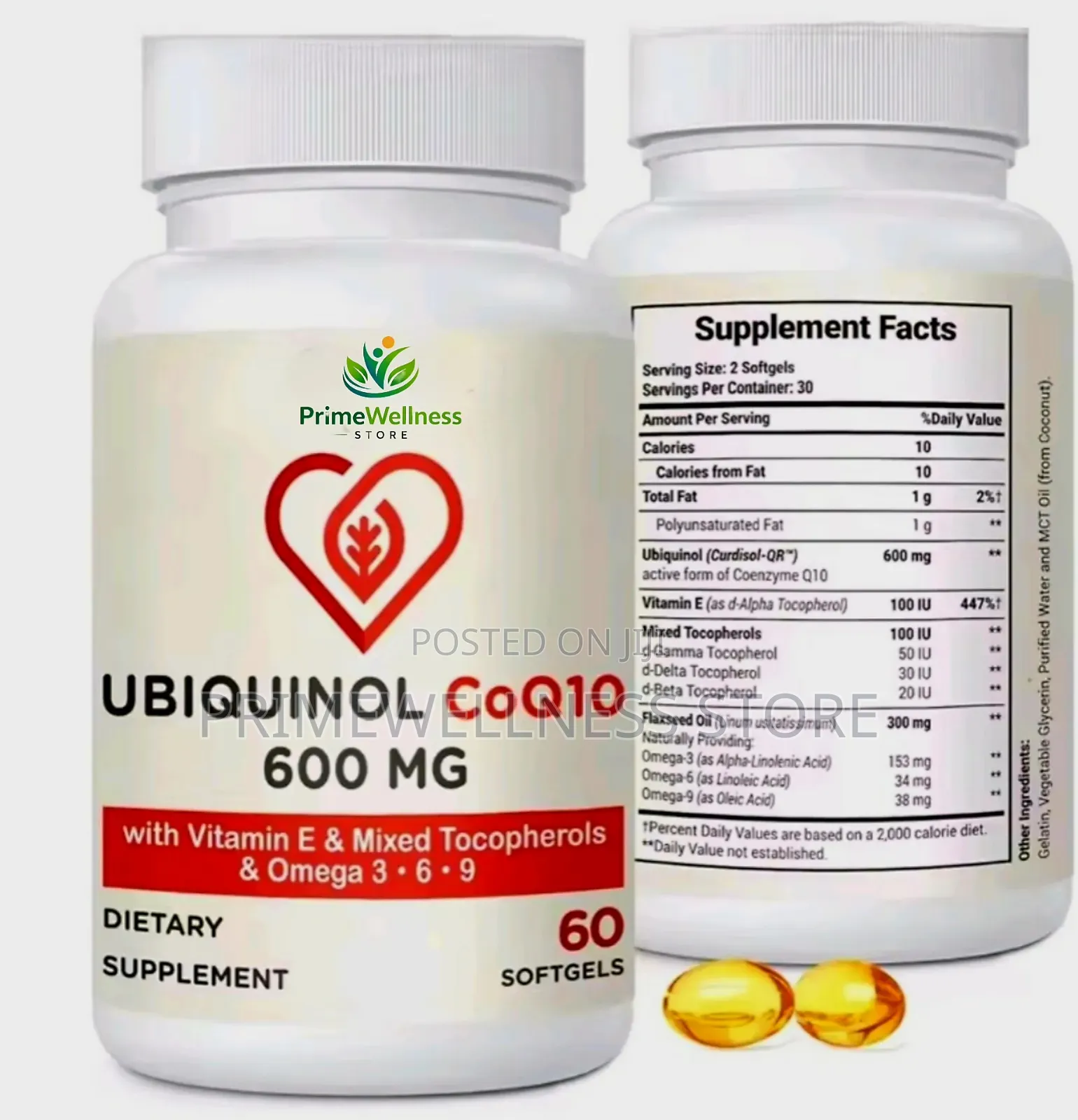 Ubiquinol Cq10 600mg With Vitamin E Mixed Tocopherols Omega 3,6,9