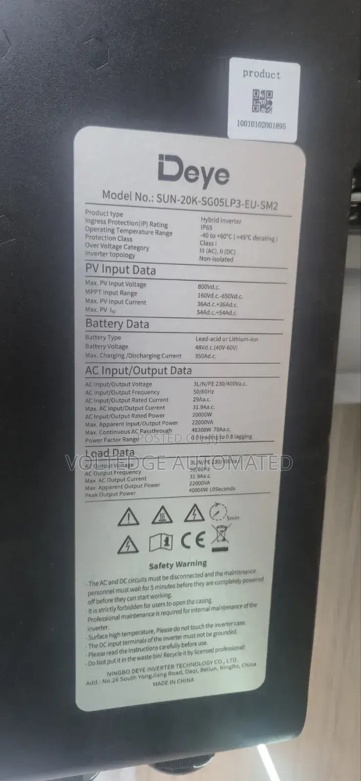 20kva Deye Three Phase Hybrid Inverter