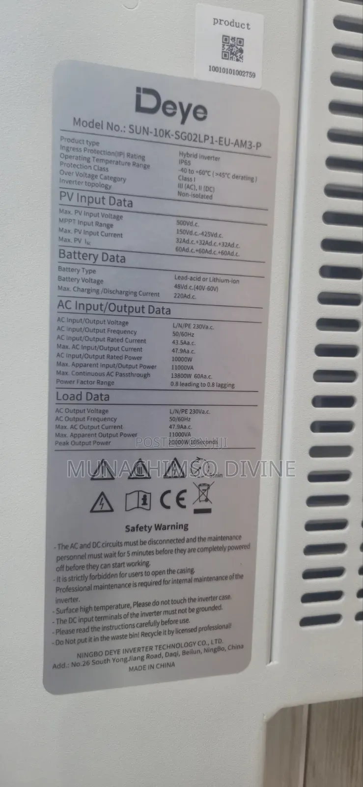 50kva Deye 3phase High Voltage Hybrid Inverter