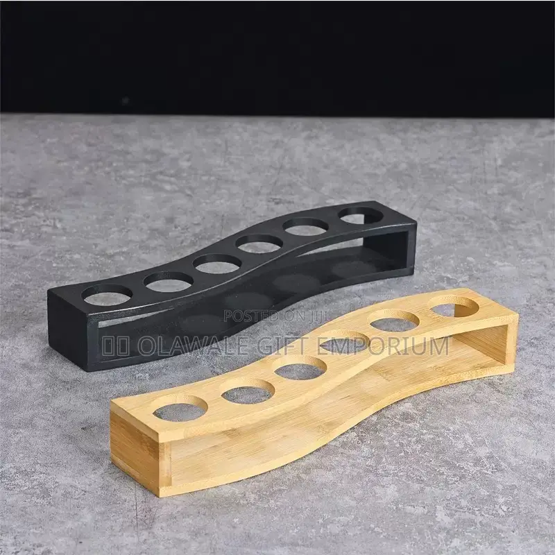 Bamboo Stand With Shot Glass Cup