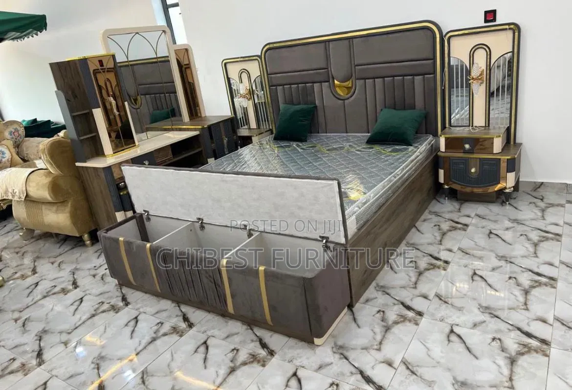 Imported 6by7 Bed With Dresser, Cupboards and Footrest.