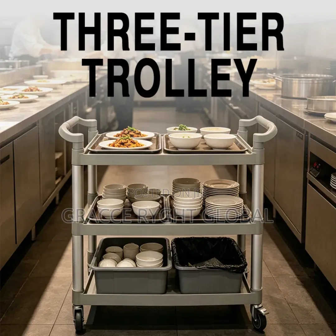 3 Step Utility Plastic Food Trolley