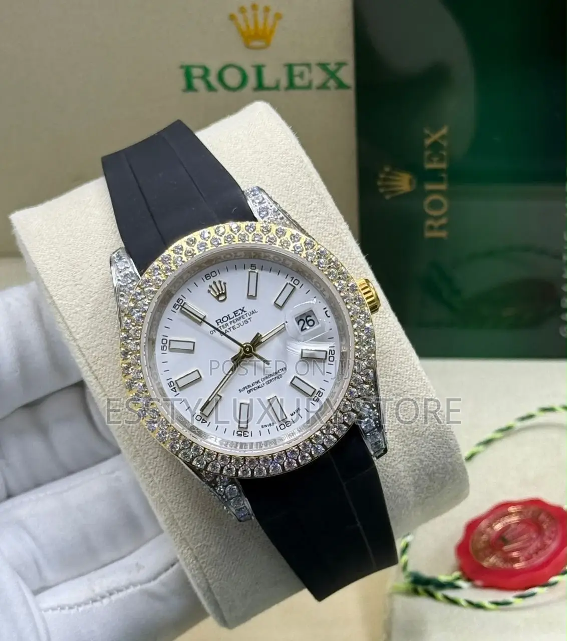 Rolex Quality Luxury Men Rubber Wristwatch
