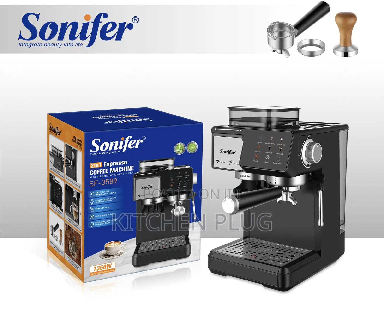 Sonifer Sf – 3589 Espresso Coffee Machine Steam Froths Milk Easily.