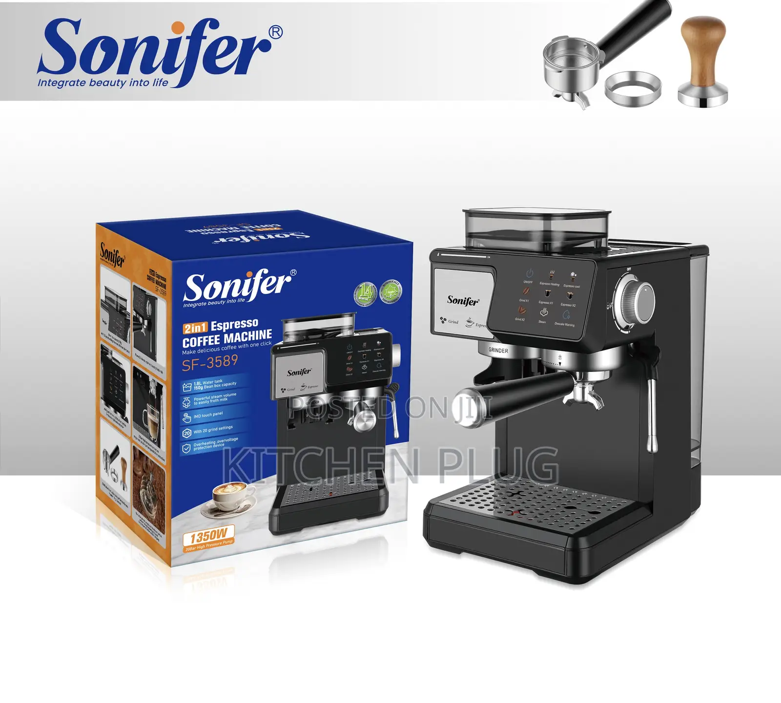 Sonifer Sf – 3589 Espresso Coffee Machine Steam Froths Milk Easily.