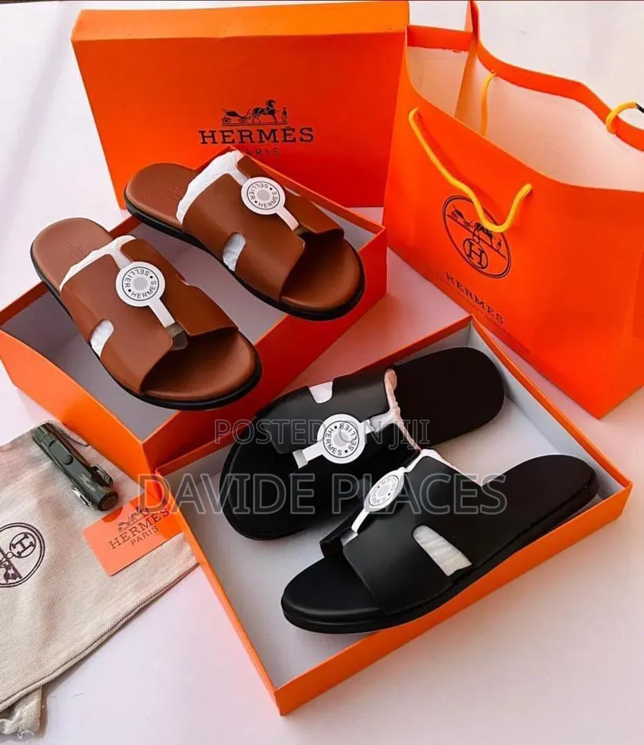 Quality Original Hermes Leather Slide