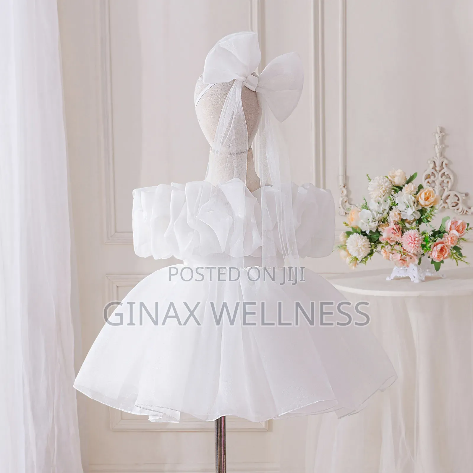 Girls Ruffle Princess Party Dress With Bow Headband (6–18 Months)