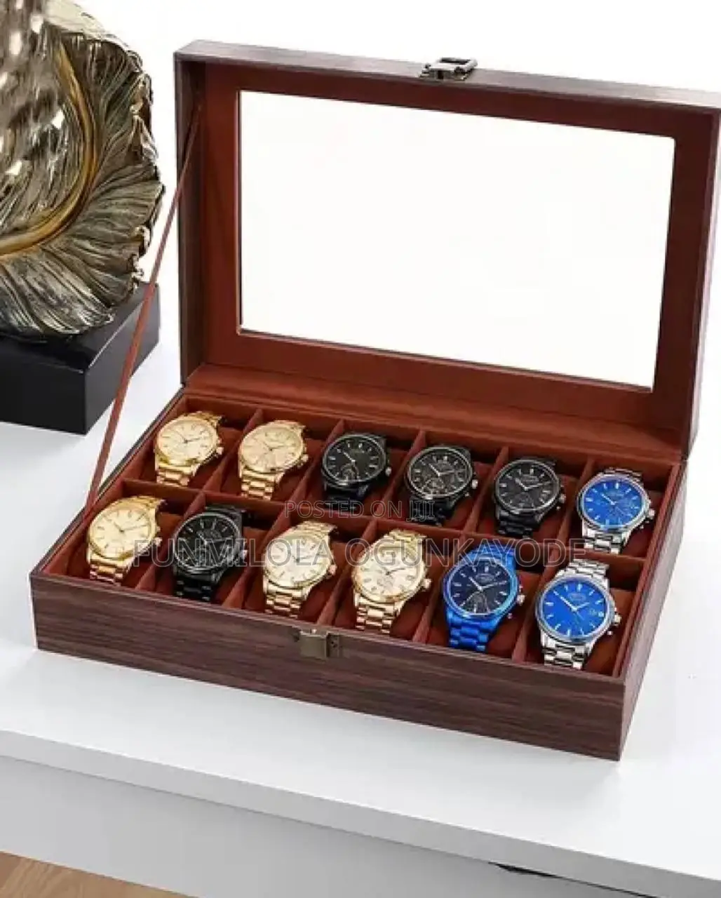 12 Slots Leather Wristwatch Box