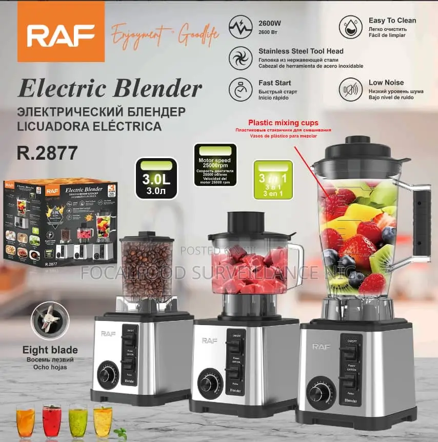 Raf 3 in 1 Electric 2600w Blender/Processor