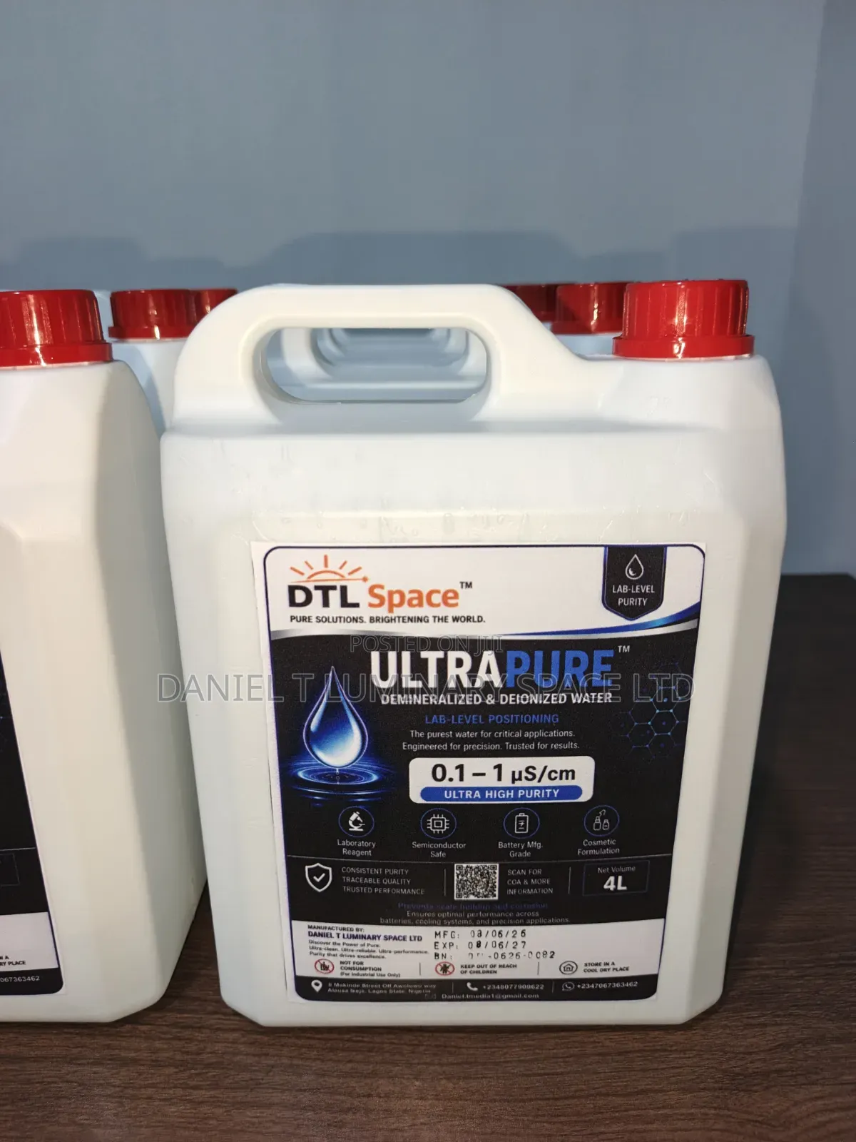 Deionized Distilled Water for Experiments - Lab Grade Dm Water