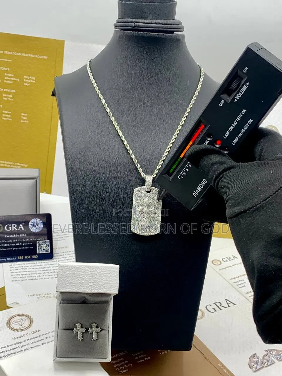 VVS Moissanite Diamond Blade Pendant on Steel Neck Chain