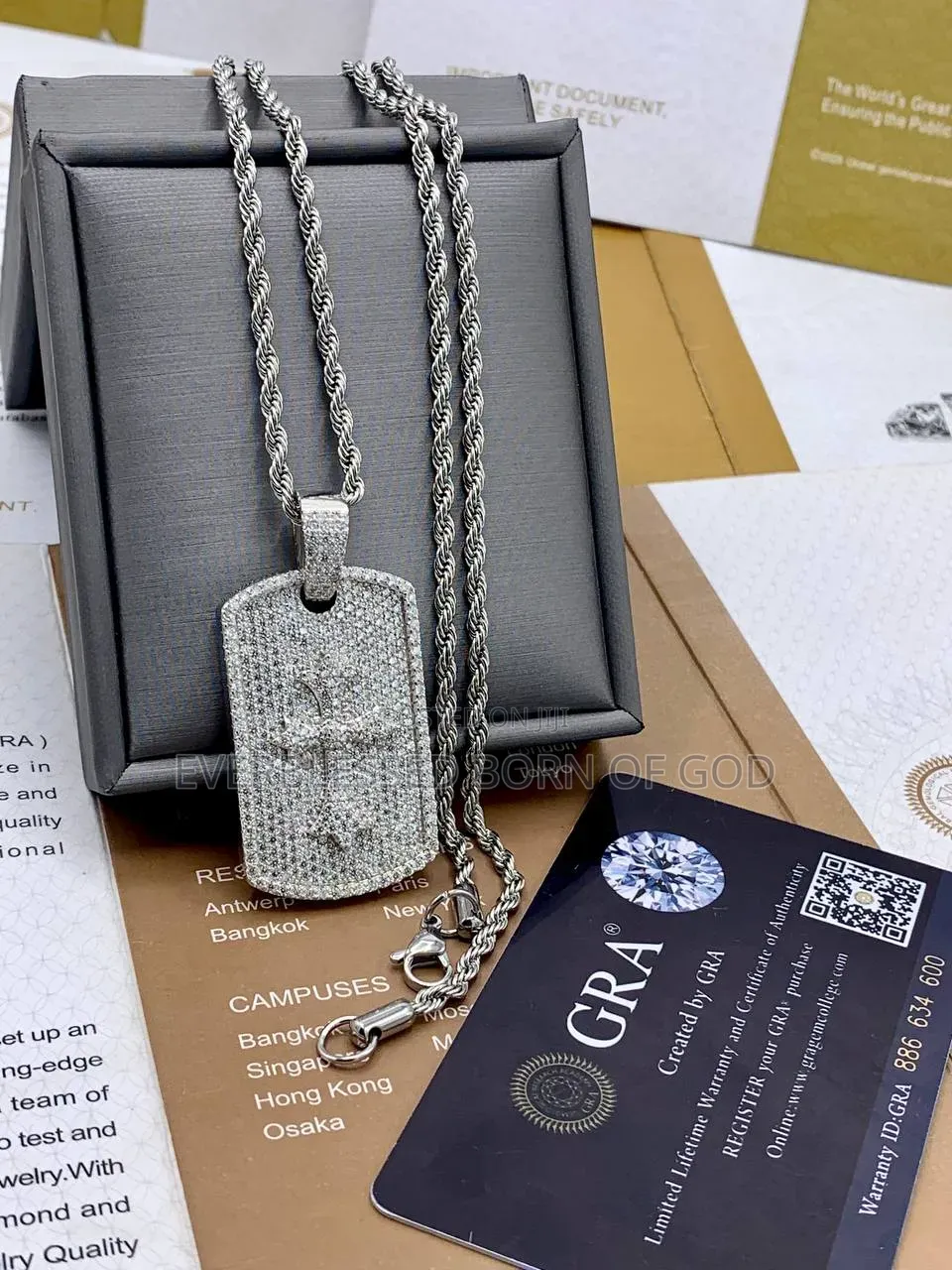 VVS Moissanite Diamond Blade Pendant on Steel Neck Chain