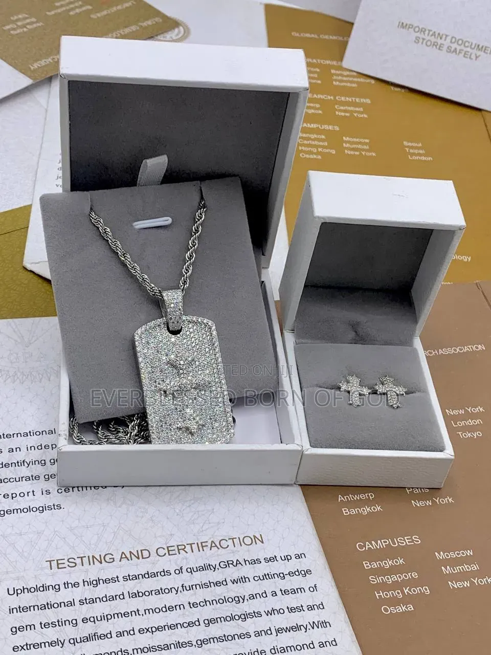 VVS Moissanite Diamond Blade Pendant on Steel Neck Chain