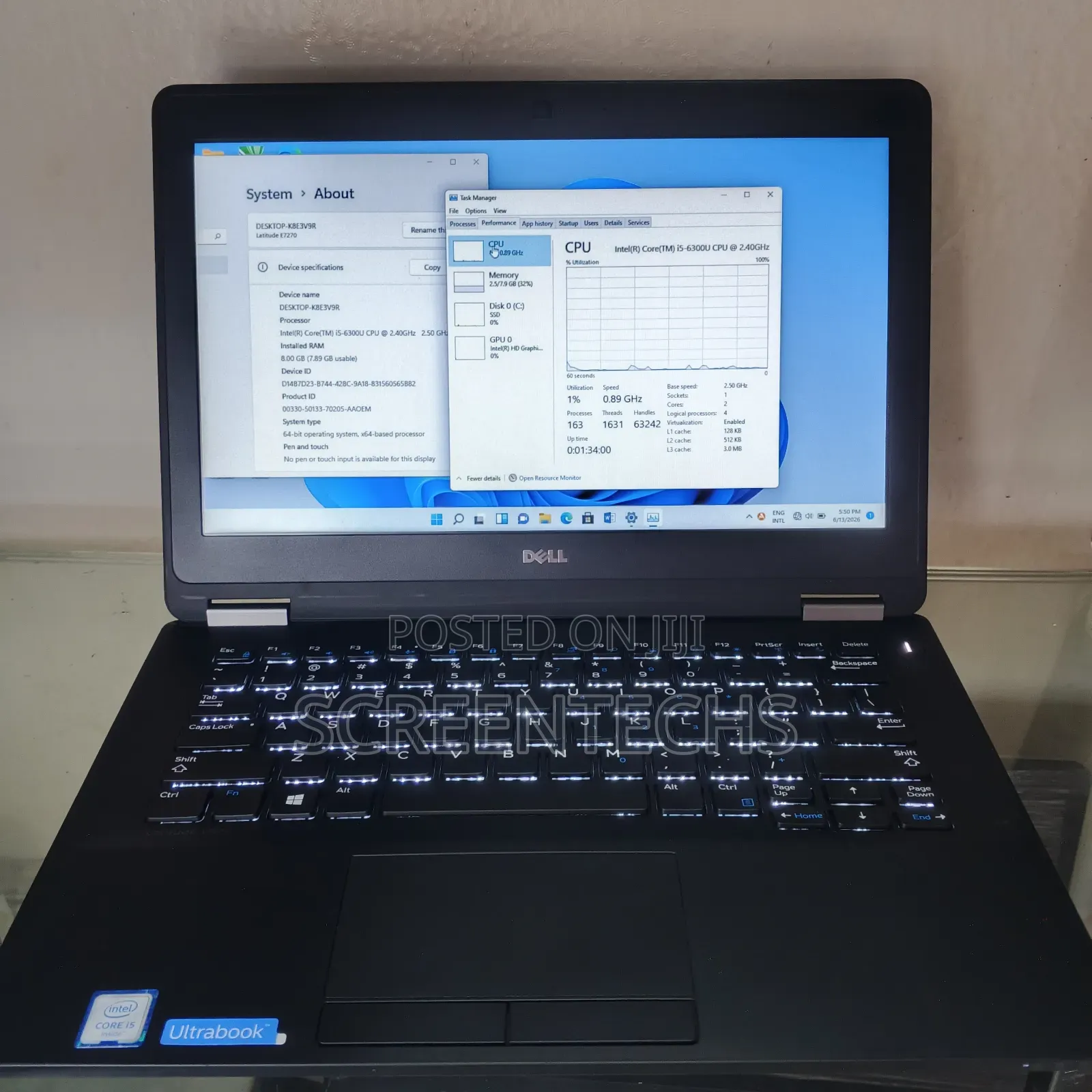 Laptop Dell Latitude E7270 8GB Intel Core i5 SSD 128GB