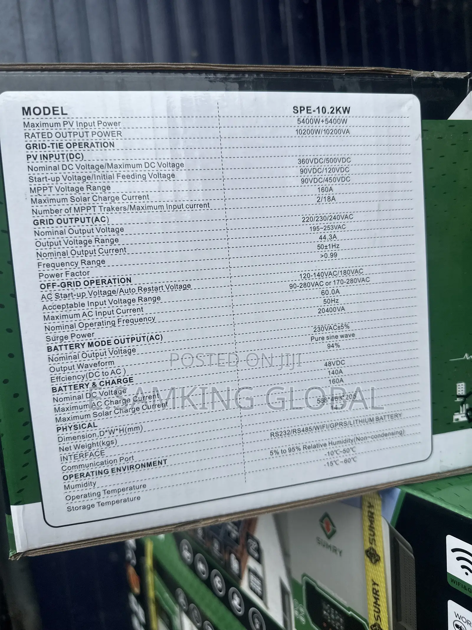 10.2kva Sumry Hybrid Inverter