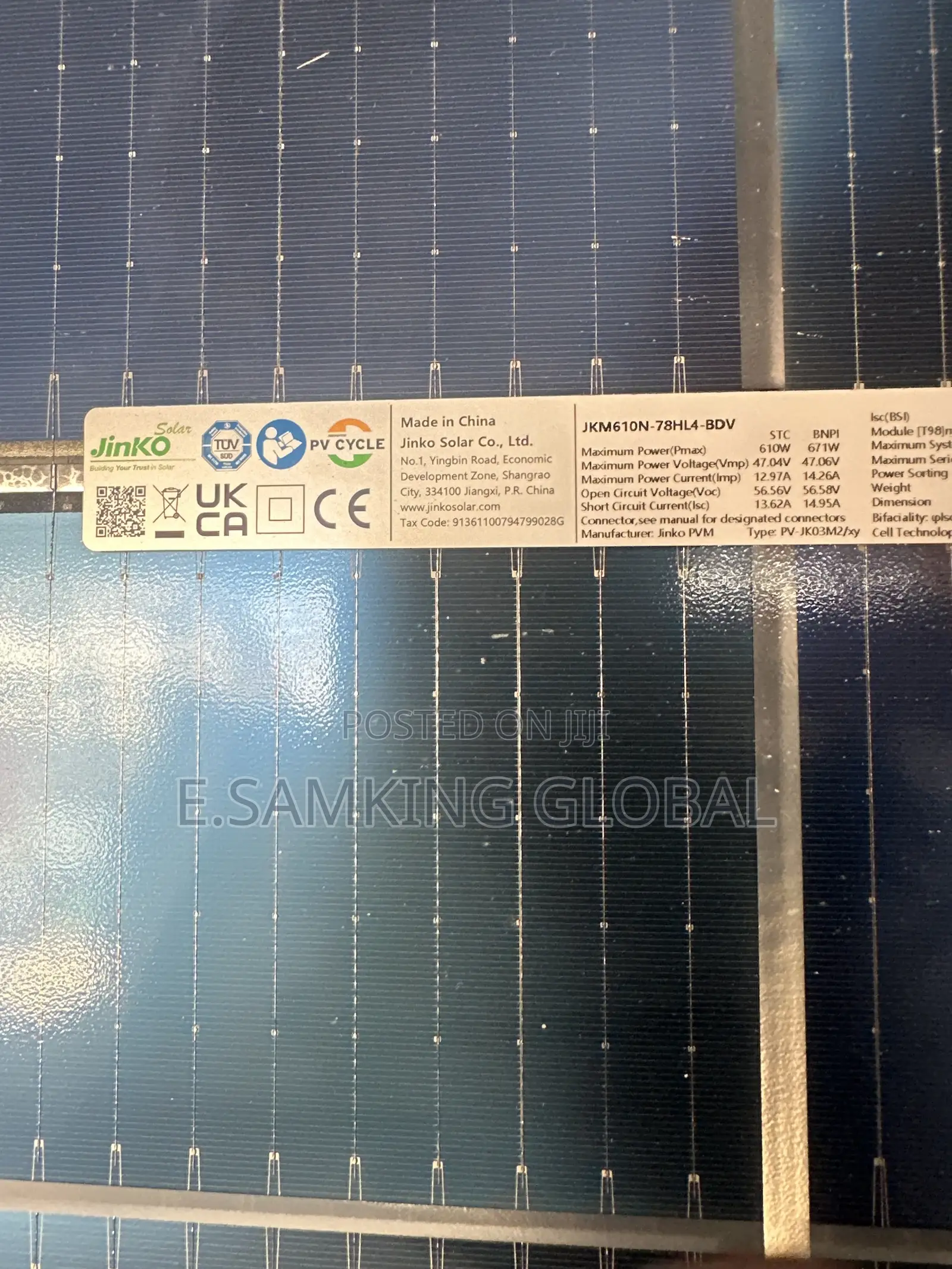 610watt Bifacial Jinko Solar Panels