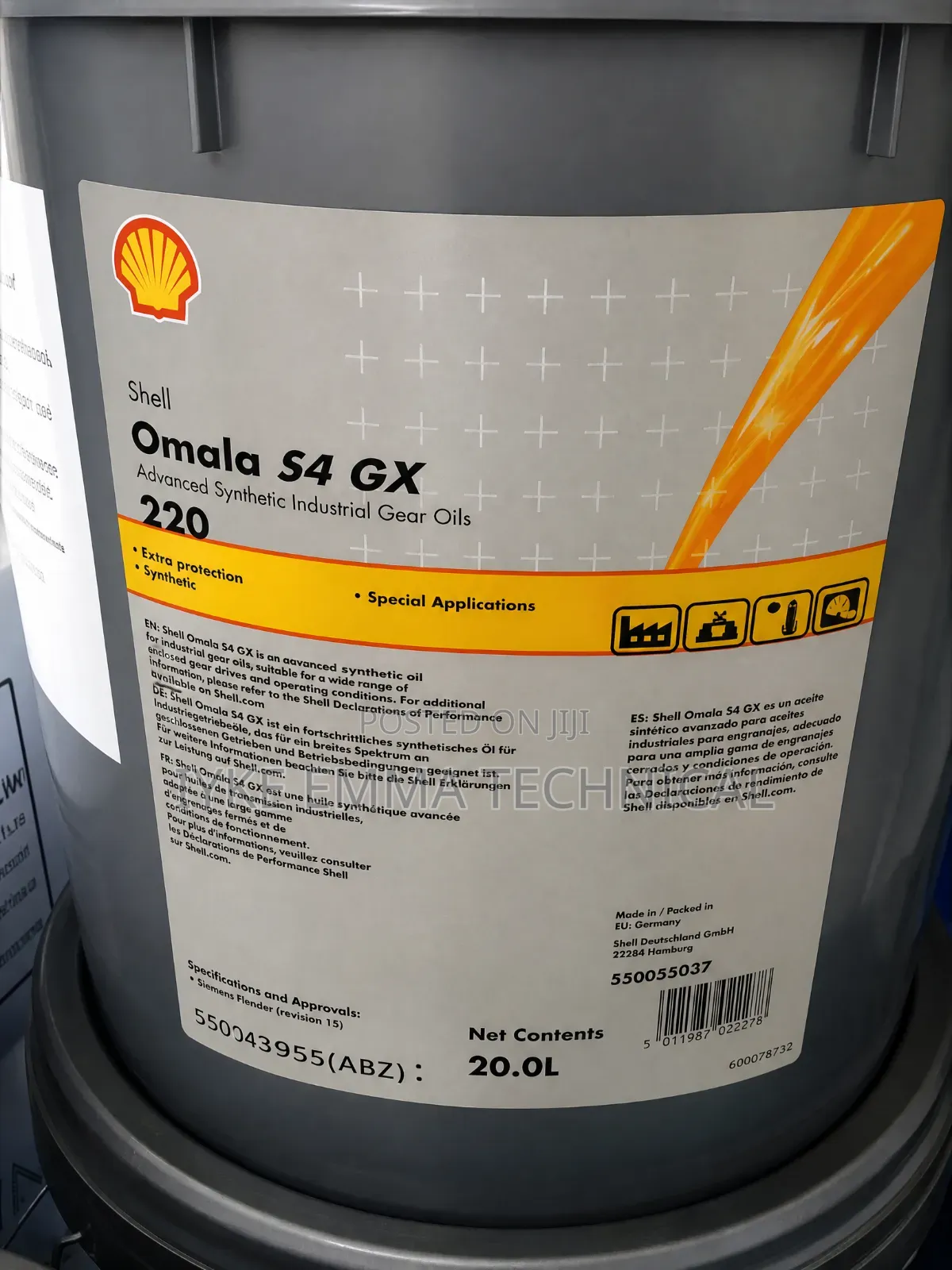 Shell Omala S4 Gx 220 Synthetic Gear Oil 20l Pail