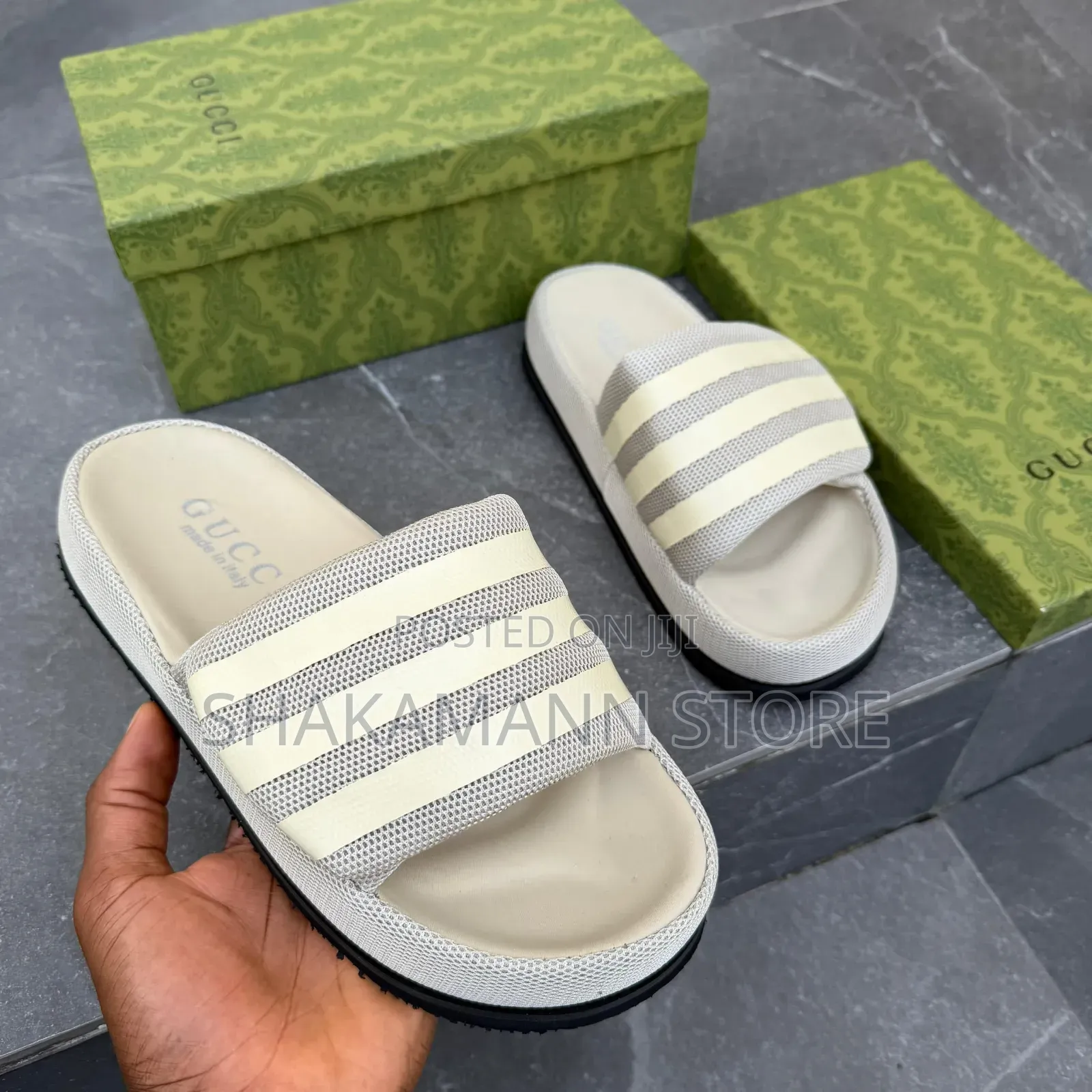 Original Gucci Slides Beige and Black