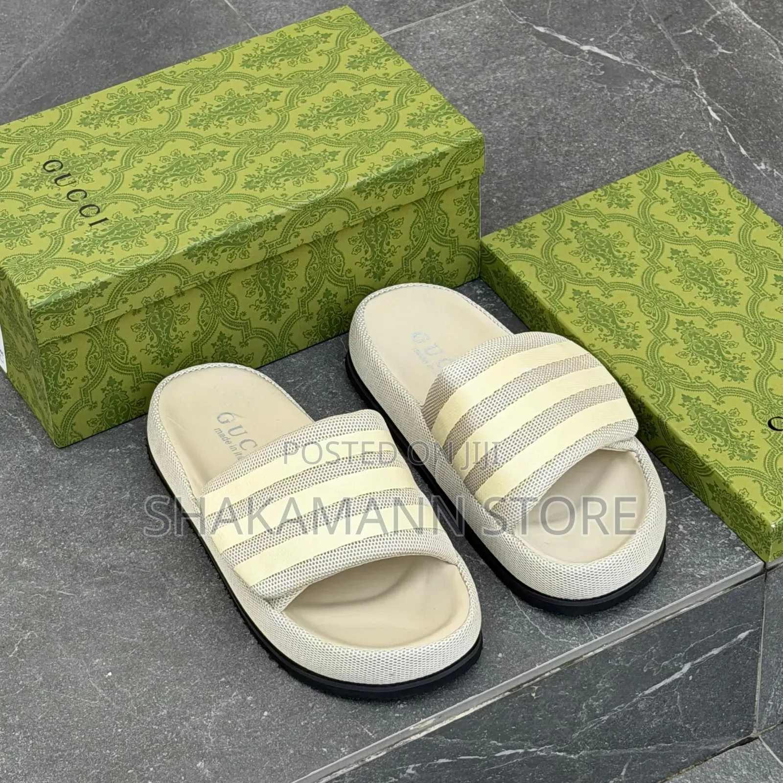 Original Gucci Slides Beige and Black
