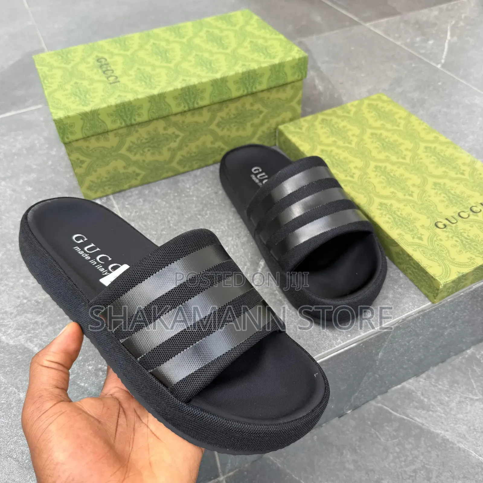 Original Gucci Slides Beige and Black