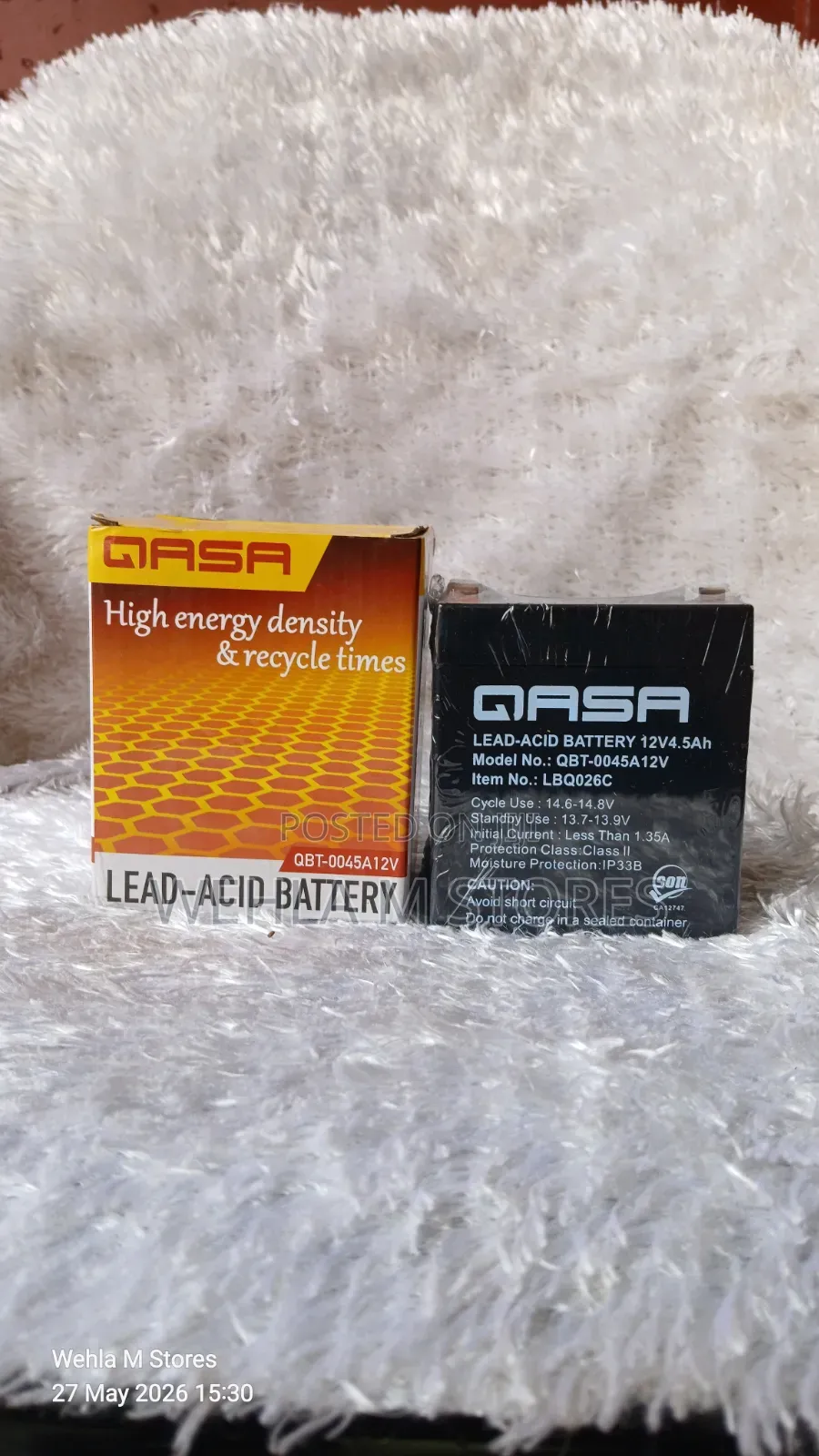 Qasa Lead Acid Replacement Battery for Rechargeable Fan - QBT-0045a12v