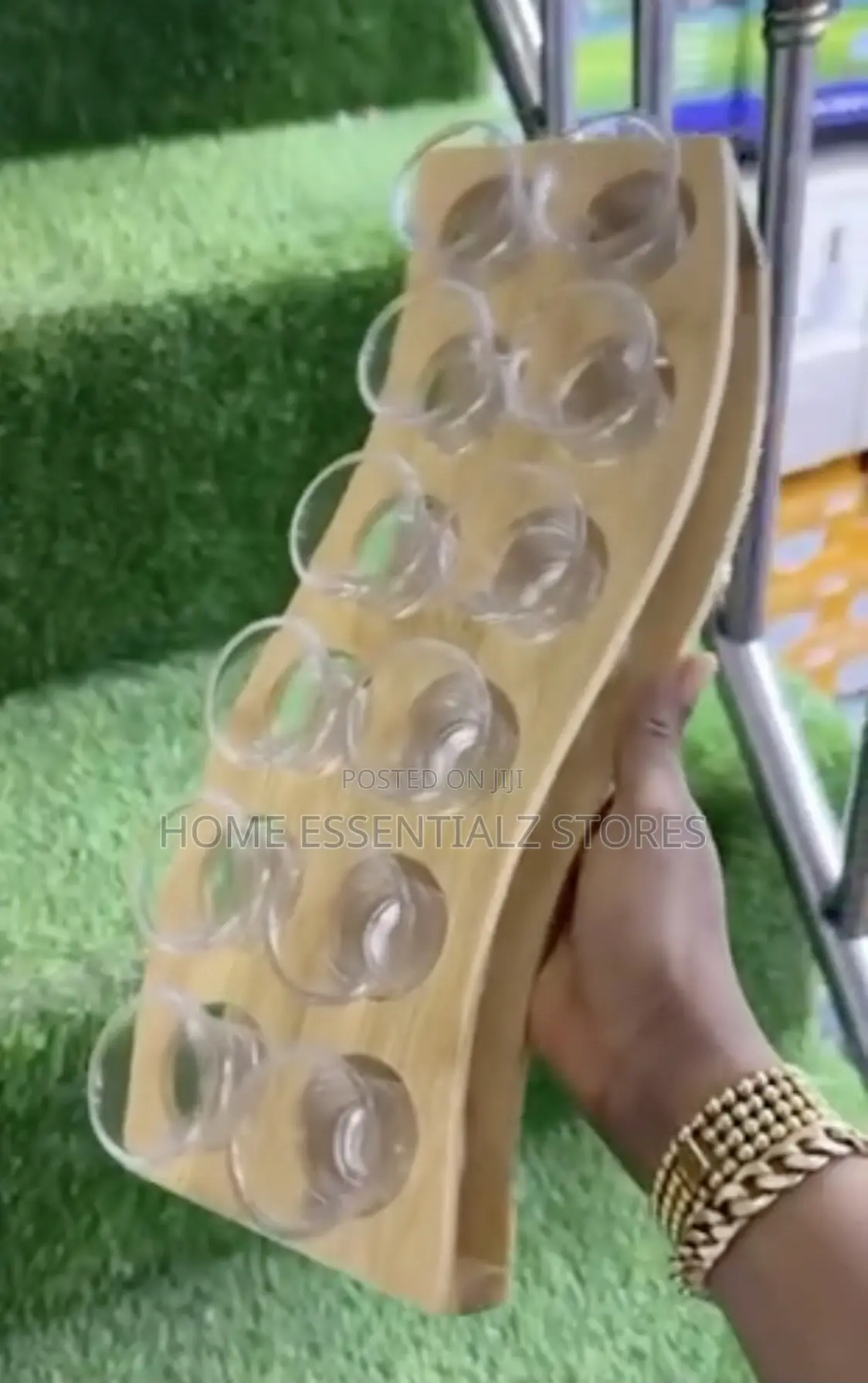 12-Slot Wooden Shot Glass Holder Tray - Tequila Shot Glasses Holder