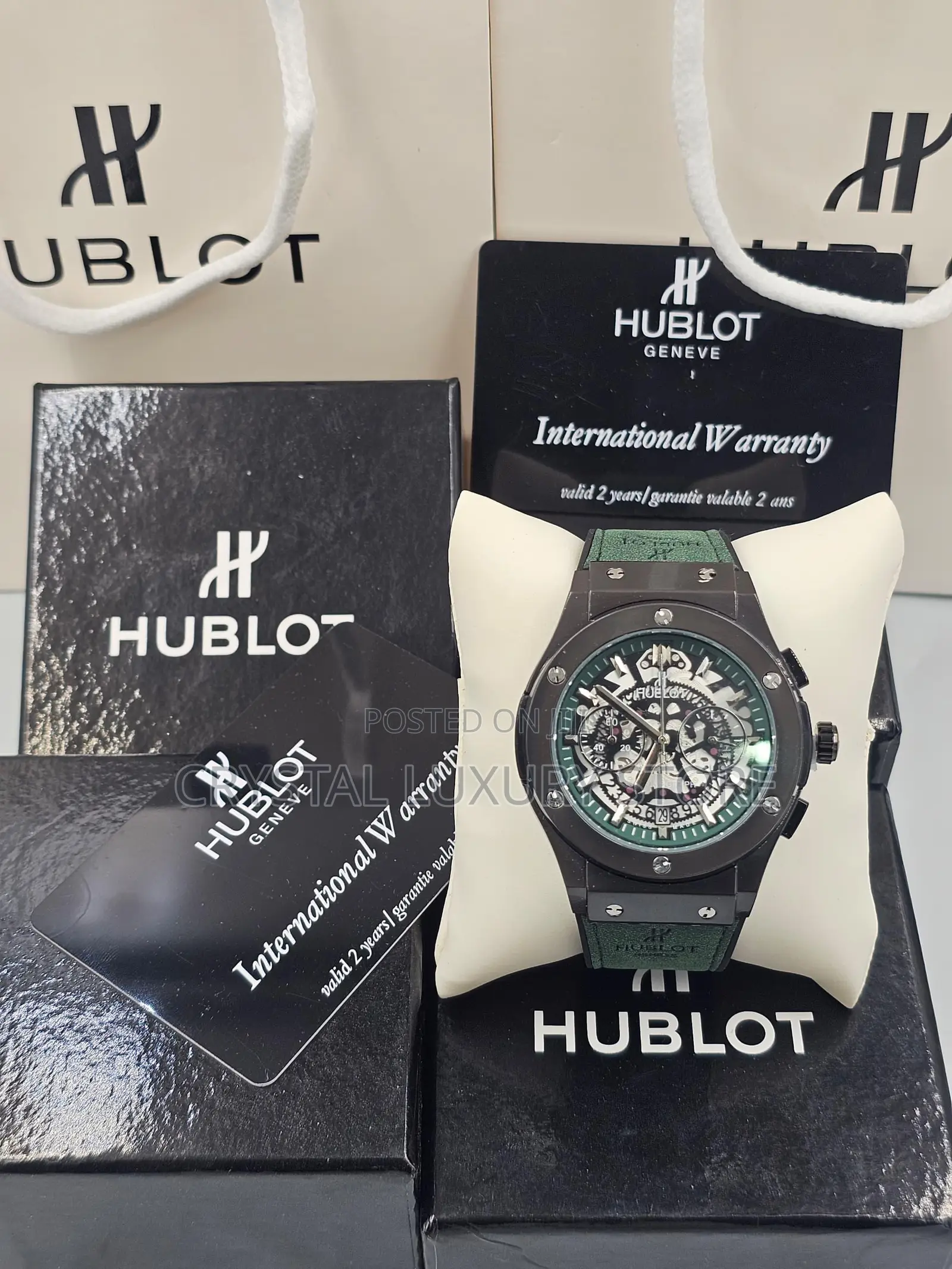 Hublot Quality Men Chronograph Genuine Leather Wristwatch