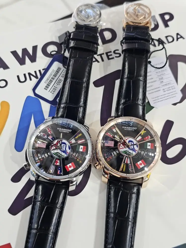 Hanboro World'l Cup Quality Luxury Men Genuine Leather Wristwatch