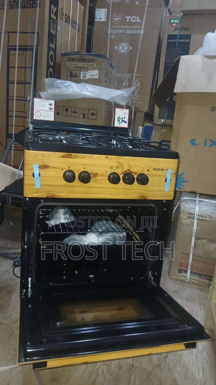 Maxi 60by60/Wood, 3gas 1electric Hotplate Cooker With Oven and Grill