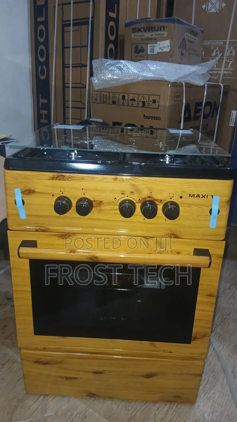 Maxi 60by60/Wood, 3gas 1electric Hotplate Cooker With Oven and Grill