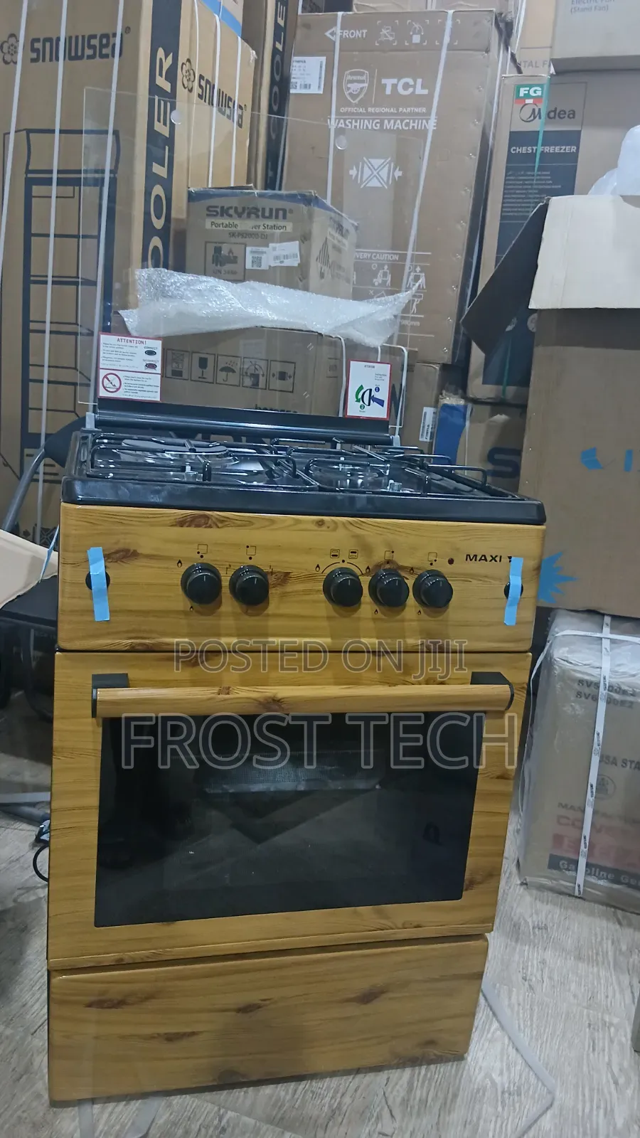 Maxi 60by60/Wood, 3gas 1electric Hotplate Cooker With Oven and Grill