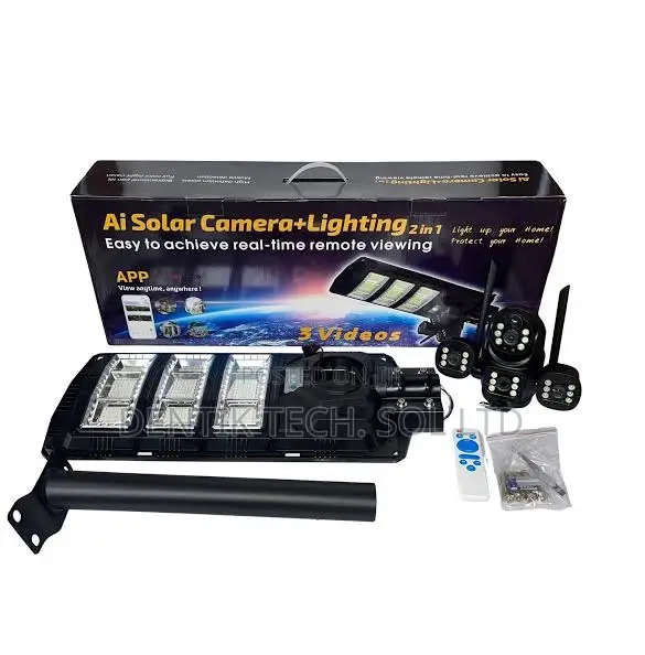 Dual Lens Outdoor 450w Ai 4g Security Solar Street Light Cctv Camera