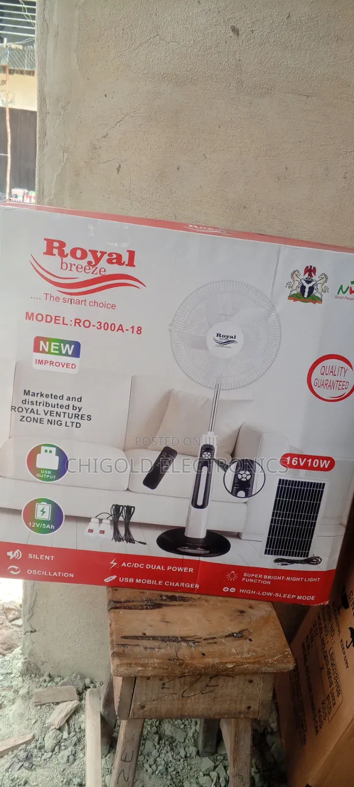 Original Royal Rechargeable Fan 18 Inches With Panel