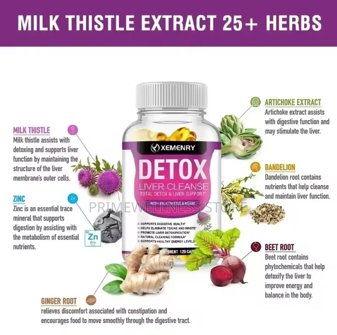 Detox Liver Cleanse With Milk Thistle Herbs 120 Soft Gel