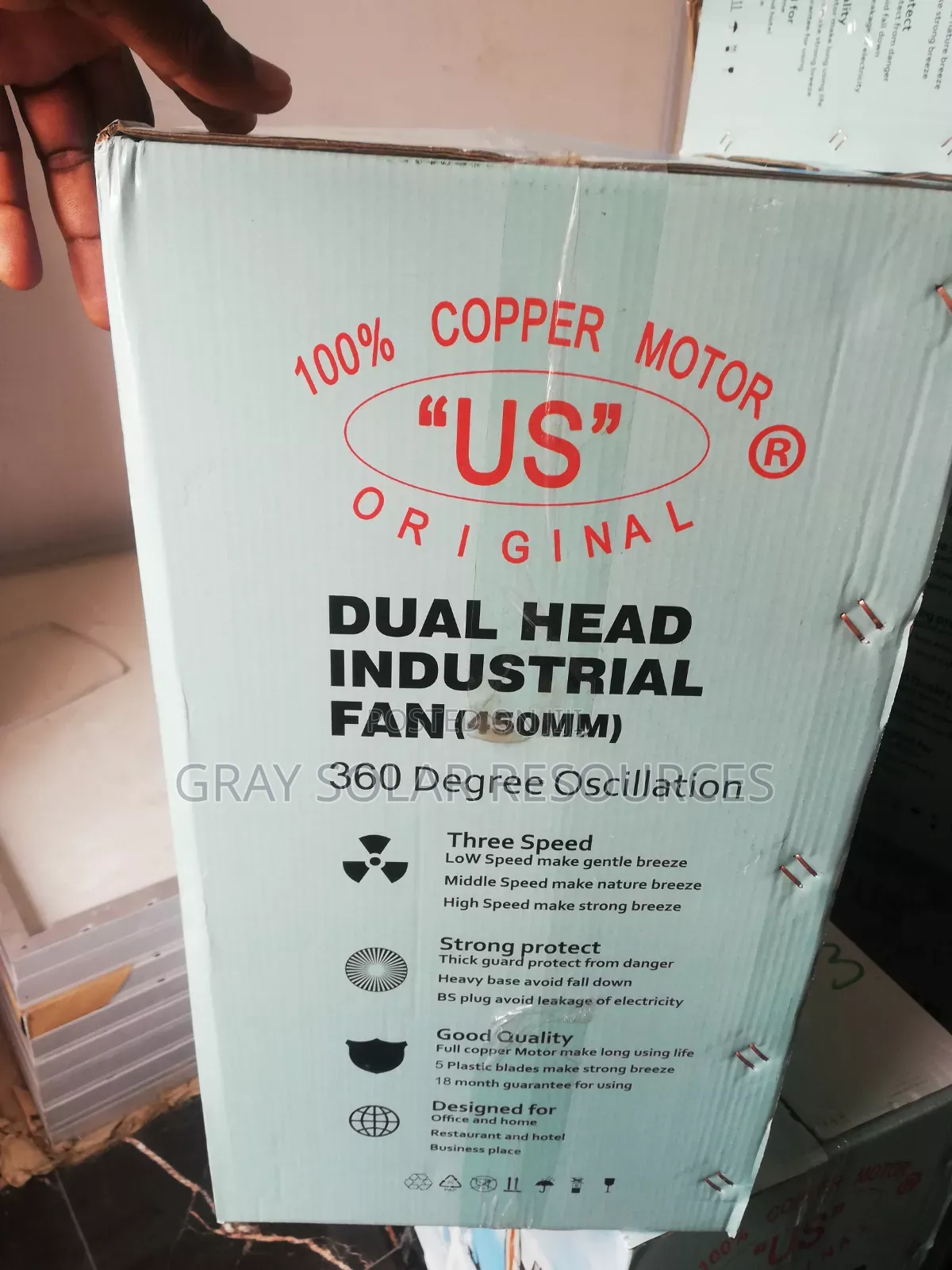 Dual Heads Industrial 360° Rotating Standing Fan