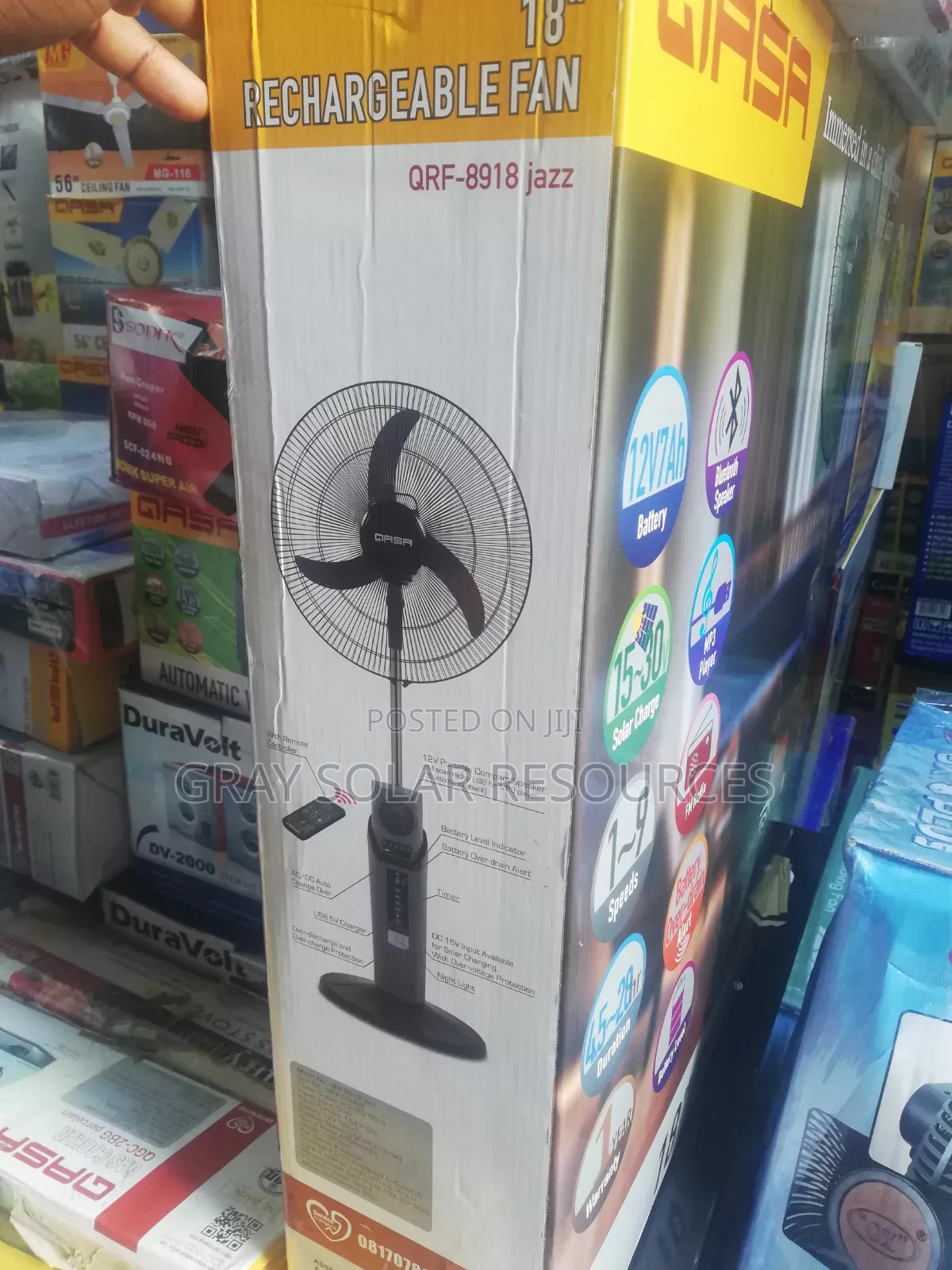 18" Qasa Rechargeable Fan