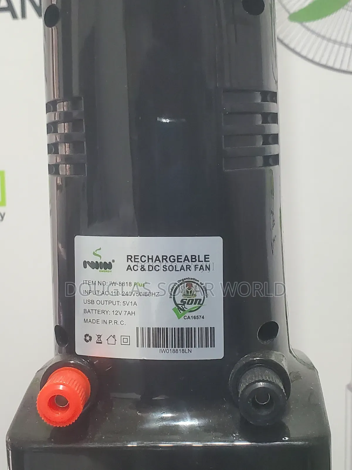 Iwin 18" Ac/Dc Rechargeable Solar Standing Fan