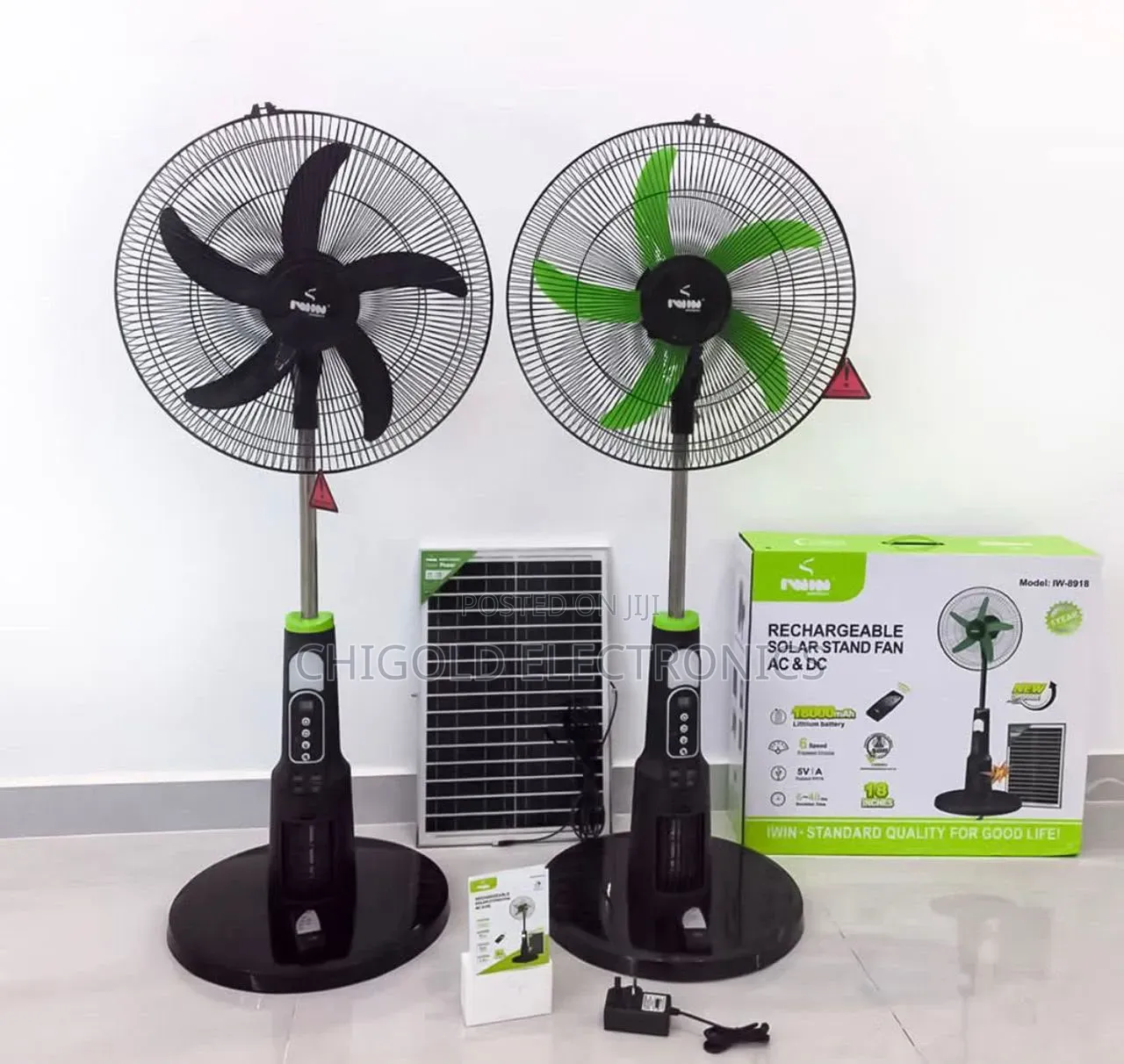 Original Iwin Rechargeable Fan 18 Inches With Solar Panel