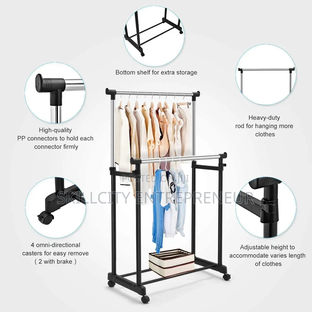 Double-Pole Clothes Rack