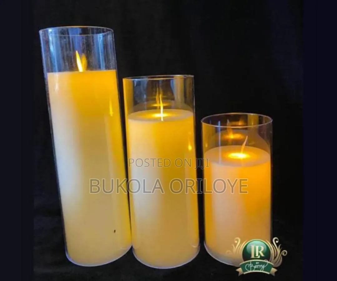 Set of Acrylic Pillar Candles for Rent