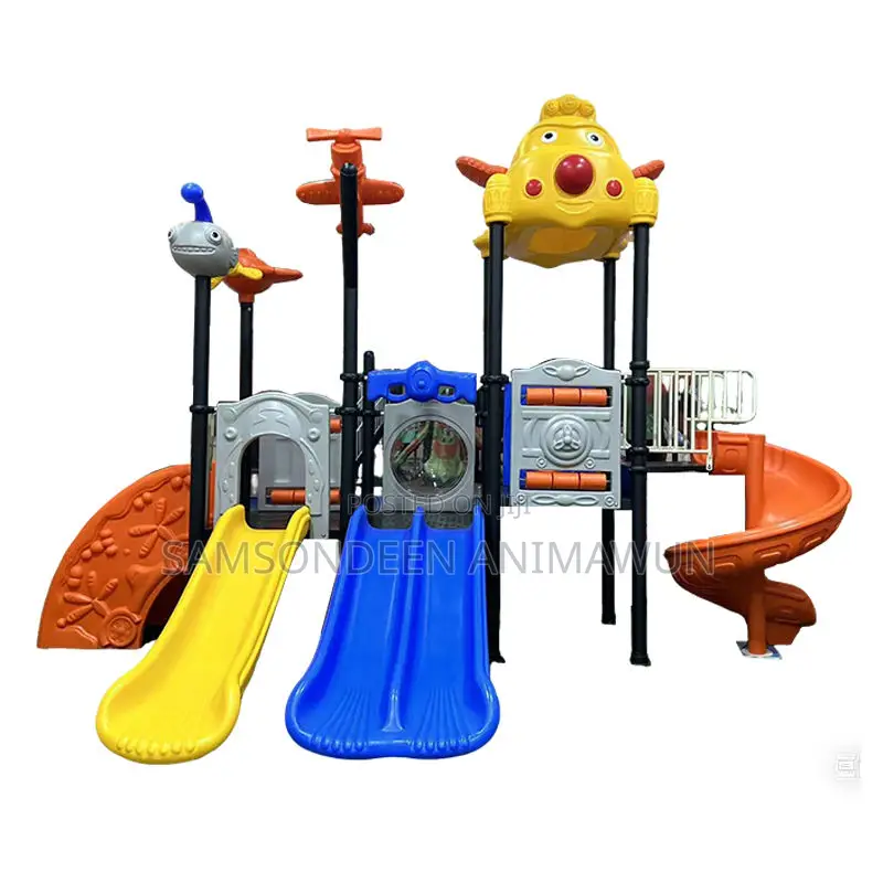 Kids Outdoor Playground Set With Double Slide Spiral Slide