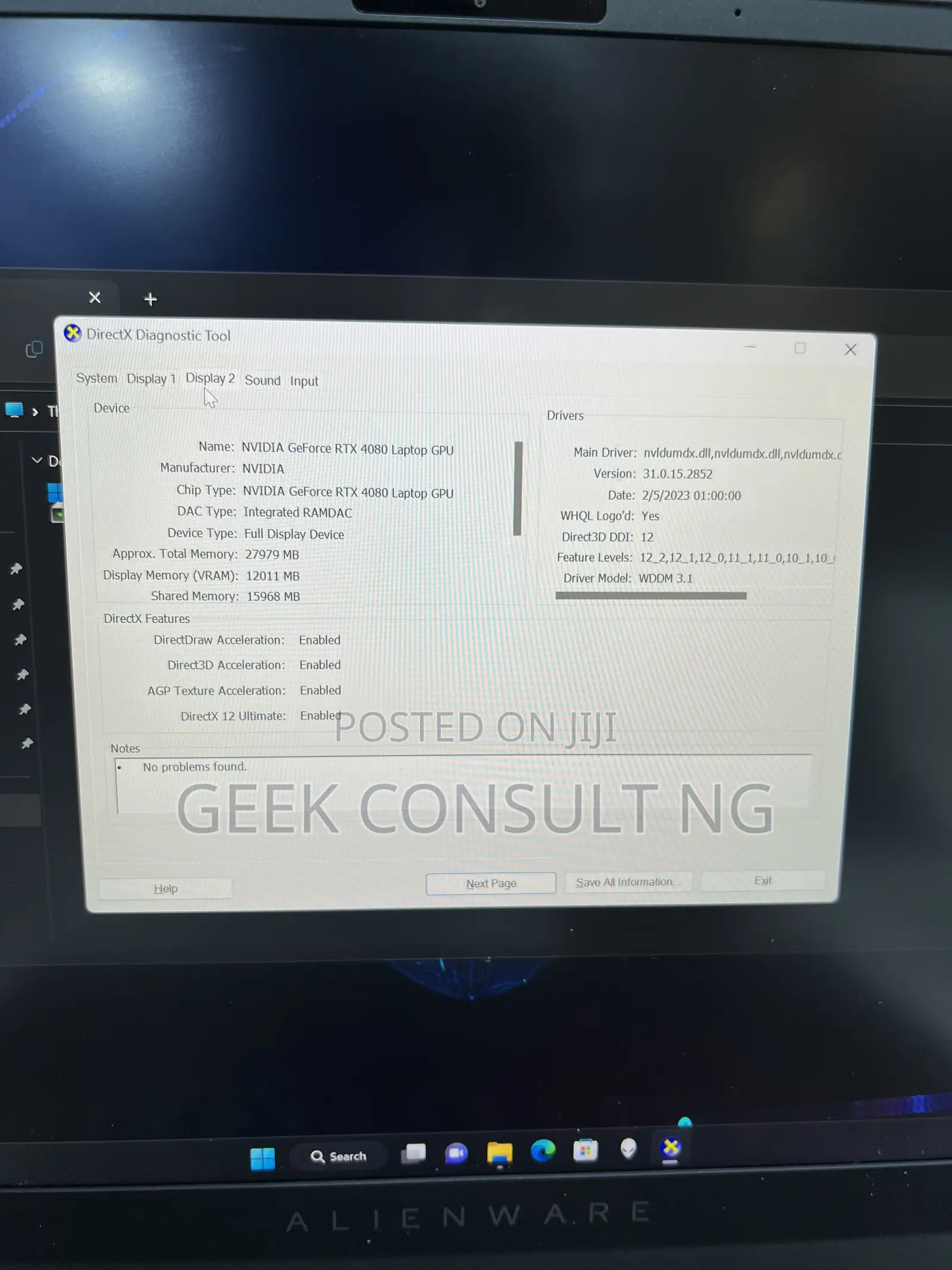 Laptop Alienware M16 R1 16GB Intel Core Ultra 7 SSD 1T