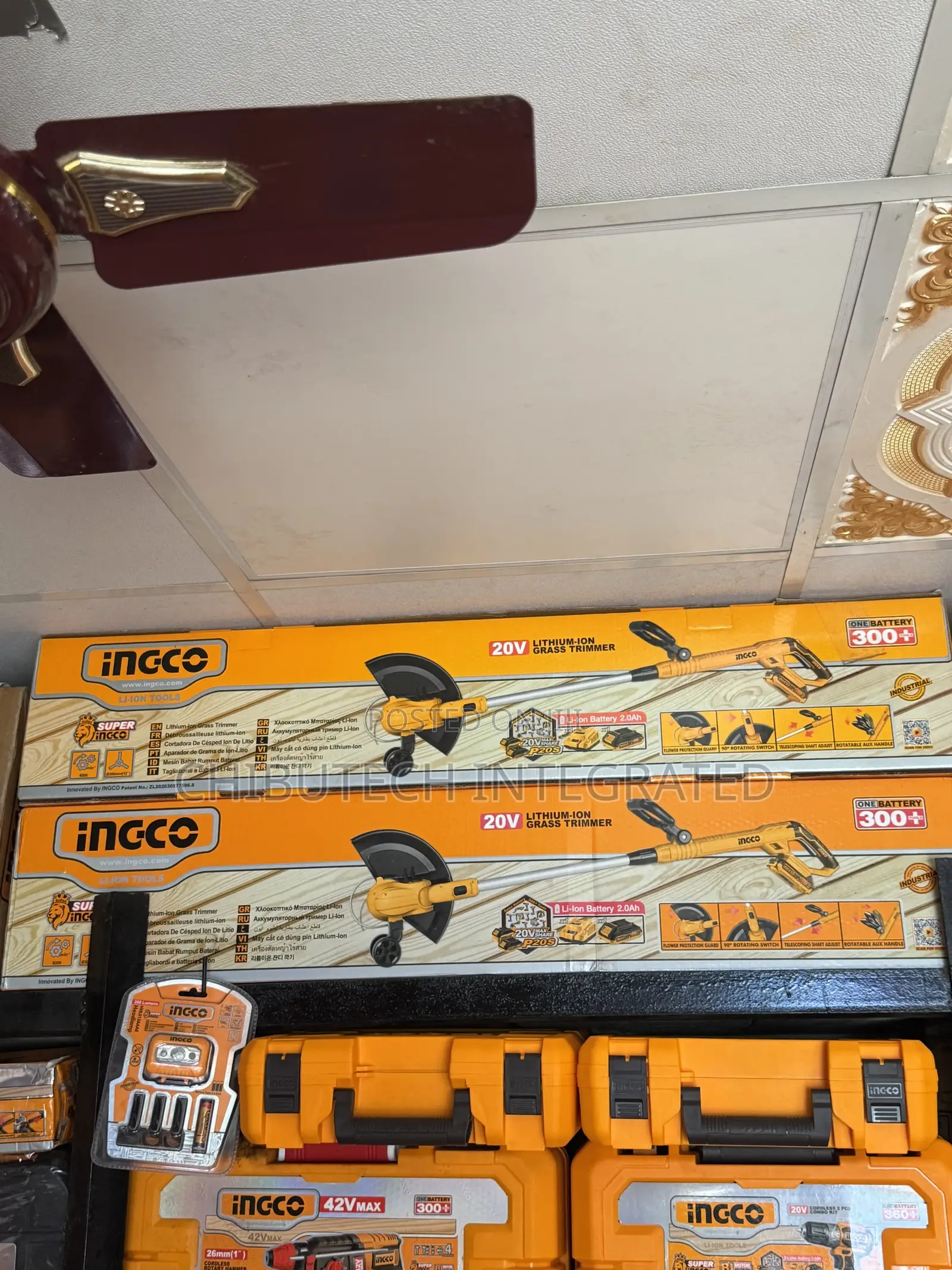 Ingco 20v Lithium-Ion Grass Trimmer Featuring a Rotating Head