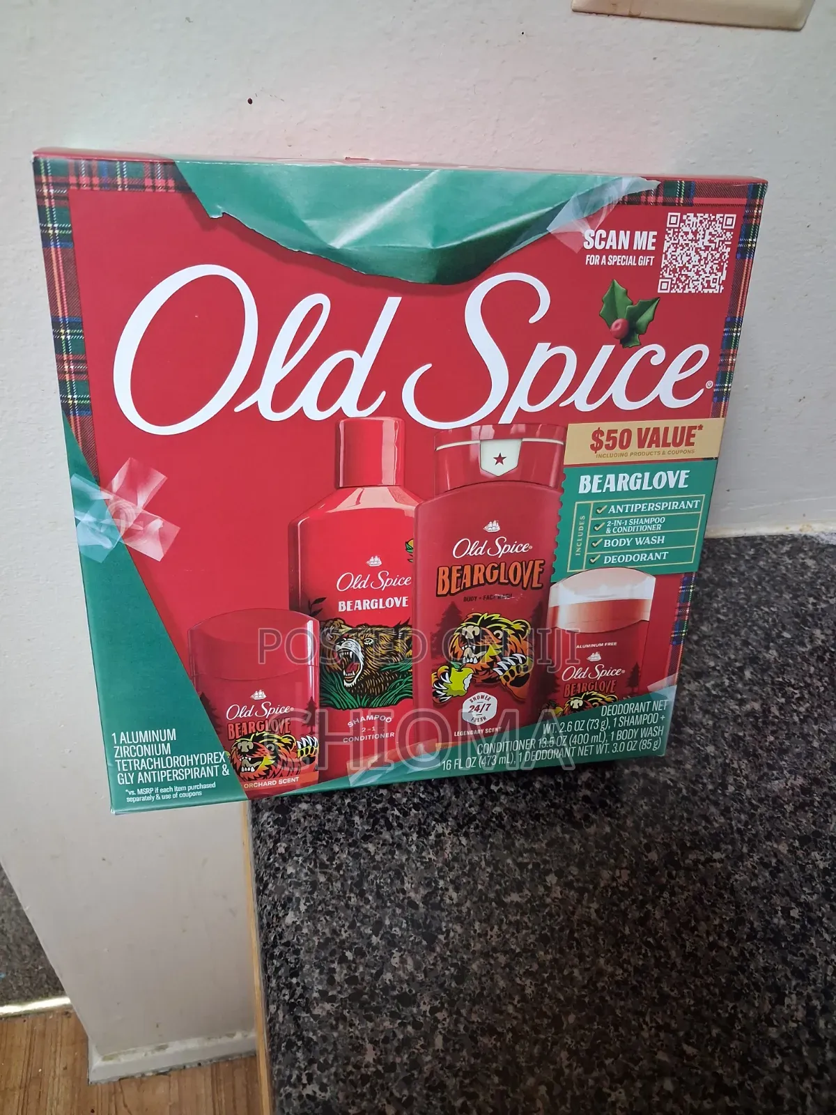 Old Spice Men Bath and Body Gift Set(4 in 1)Holiday Edition Bearglove