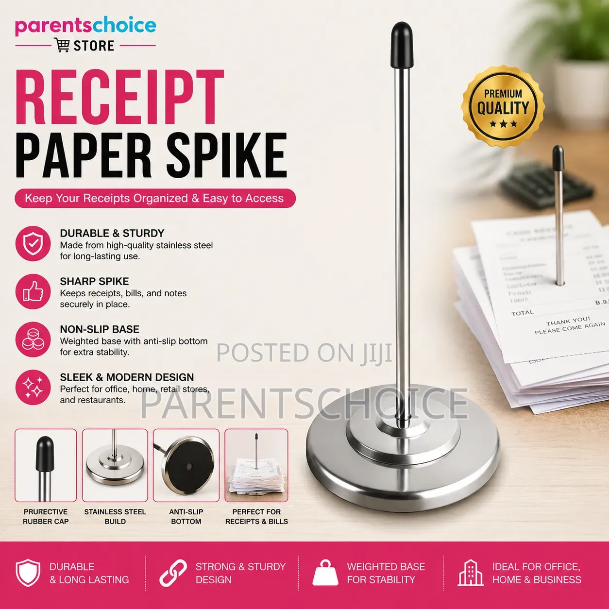 Receipt Paper Spike (Stainless Steel Memo Holder)